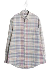 【お得なクーポン配布中!】 80s クリスチャン ディオール チェック 長袖 ボタンダウン シャツ メンズ M ヴィンテージ 長袖シャツ 薄手 シワになりにくい ノーアイロン