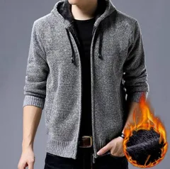 再入荷 ニットカーディガン 裏ボアジャケット フード付き カーディガン 秋冬 セーター ニット 裏ボア 厚手 カジュアル アウター 長袖 防寒 あったか 無地 シンプル 通勤 通学 ビジネス オフィス