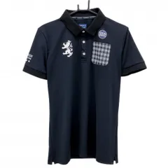 【美品】アドミラル 半袖ポロシャツ 黒×白 胸ポケットチェック  メンズ LL ゴルフウェア Admiral