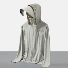 再入荷 UVカット パーカー 冷感 -7℃ レディース コーディング つば ラッシュガード メッシュ 素材 長袖 ジップアップ 取り外し UV アウター + 指穴 日焼け防止服 大きいサイズ