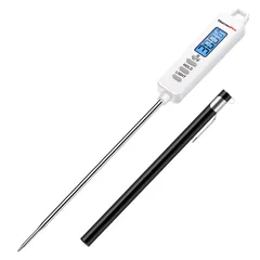 【数量限定】ThermoPro 料理温度計 デジタル 調理用温度計 クッキング温度計 LCDバックライト付き キャップ付き 焼き肉 バーベキュー パン作り 甘酒作り 油 天ぷら 揚げ物 コーヒー ミルク チョコレート お茶などの温度管理 TP01G ホワイトのサムネイル
