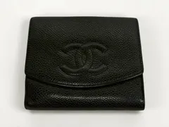 CHANEL シャネル 二つ折り財布 キャビアスキン ココマーク ブラック コンパクトウォレット レディース 人気 格安 10980円 【即購入OK】
