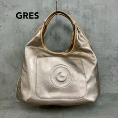 GRES グレ ピンクゴールド系 ハンドバッグ トートバッグ ロゴ エンボス 加工 メタリック カラー ワンハンドル 肩掛け 手提げ カバン 鞄 収納 豊富 ファスナー ポケット 大容量 お出かけ 通学 通勤 旅行 買い物 ★ ■■のサムネイル