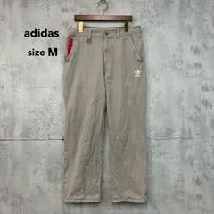 adidas originals アディダス P63046 JD1042 トレフォイル ロゴ 刺繍 チノパンツ ワークパンツ センタープレス スラックス グレー ボトムス ストレート ワイド ゆるだぼ ビッグシルエット オーバーサイズ Mサイズ ★ ■■