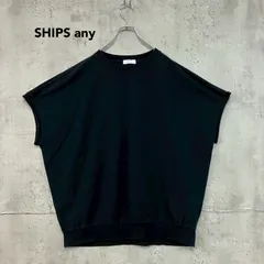 SHIPS any シップスエニィ ブラック カットソー ノースリーブ Tシャツ フレンチスリーブ ドルマンスリーブ クルーネック コットン ストレッチ 丸首 無地 カジュアル シンプル トップス プルオーバー 伸縮性 洗濯可能 黒色 ★ ■◆のサムネイル