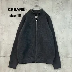 CREARE クリアーレ チャコールグレー ドライバーズニット フルジップ アップ セーター カーディガン ハイネック スタンドカラー 畦編み リブニット ラグランスリーブ ポリエステル カットソー ライトアウター  18サイズ ★ ◆■