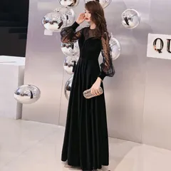 再入荷 ワンピース レディース ドレス パーティードレス 長袖 Aライン 宴会イブニングドレス シンプル 花嫁 およばれ 結婚式 謝恩会 発表会 演奏会 同窓会 成人式 二次会 フォーマル