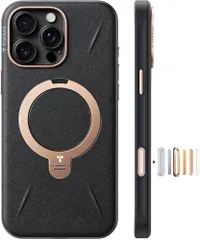 【新感覚レザー・スキンタッチ】TORRAS iPhone 16 Pro Max 用 ケース 革 ゼンマイ式スタンド 縦横両対応 リング マグネット搭載 MagSafe対応 ワイヤレス充電対応 米軍規格耐衝撃 指紋防止 黄変防止 6.9インチ Ostand Q3