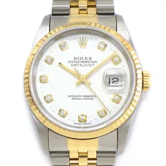 ロレックス Rolex 腕時計 デイトジャスト 16233G X番 1991年製 10ポイント ダイヤインデックス ブラッシュ仕上げ ホワイト文字盤 K18YG SS 自動巻き 【OH済み】 【箱・保付き】 【中古】