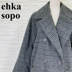 ehka sopo エヘカソポ コート チェスター グレンチェック 白黒 F 0330Kのサムネイル