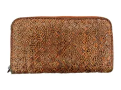 BOTTEGA VENETA (ボッテガヴェネタ) 長財布 ラウンドファスナー イントレチャート レザー イタリア製 オレンジ メンズ/028