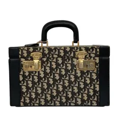 DIOR/クリスチャンディオール/Christian Dior/トロッター/ヴィンテージ/コスメBOX/ネイビー/キャンバス レザー/レディース/RS0633