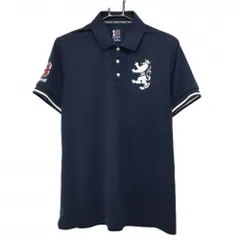 【美品】アドミラル 半袖ポロシャツ ネイビー×白 ロゴ刺しゅう  メンズ LL ゴルフウェア Admiral