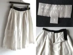定価30800円 MARGARET HOWELL マーガレットハウエル COTTON LINEN TWILL バックジップ コットンリネンツイル スカート 2 白 ホワイト MHL.