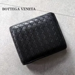 BOTTEGA VENETA ボッテガヴェネタ イントレチャート 二つ折り財布 カーフレザー ブラック 黒 コンパクトウォレット