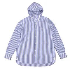 フレッドペリーFRED PERRY フード付きストライプシャツジャケット 青白Sのサムネイル