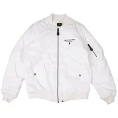 アベイシングエイプA BATHING APE BAPE ロゴプリントMA-1ジャケット 白Sのサムネイル