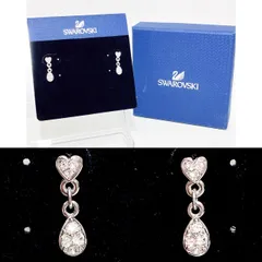 【美品】SWAROVSKIスワロフスキー　ハートドロップピアス　クリスタル
