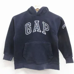 古着 ギャップ GAP 長袖 フリース トップス パーカー キッズ 子供服 00年代 00s ビッグロゴ 刺繍 紺 26feb04