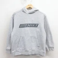 古着 ナイキ NIKE 長袖 スウェット パーカー キッズ 子供服 00年代 00s ビッグロゴ グレー 霜降り 26feb04