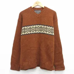 XL/古着 アバクロンビー 長袖 セーター メンズ 90年代 90s ウール Vネック 茶 26feb04