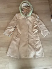 recentureラビットファーフード付きベージュコート13AR