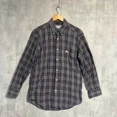 【希少】バーバリー ノバチェック シャツ M 紺 ホースロゴ刺繍 ヴィンテージ 古着 90s Burberrys 長袖 ボタンダウン 春物 レトロ メンズ