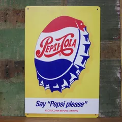 ペプシコーラ アメリカンサインボード PEPSI COLA ボトルキャップ イエロー ブリキ看板 インテリア アメリカン雑貨 P.Cola