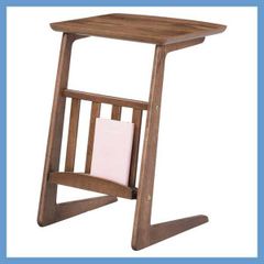 天然木のコの字型ソファサイドテーブル（マガジンラック付き）「W40×D41×H54cm」No.239（トムテシリーズ）／ウォルナット