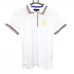 【超美品】キャロウェイ 半袖ポロシャツ 白 ロゴ刺しゅう 襟・袖ライン レディース L ゴルフウェア Callaway