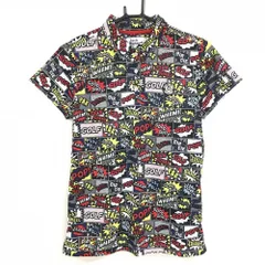 【超美品】ジャックバニー 半袖ポロシャツ グレー×マルチカラー コミック総柄  レディース 2(L) ゴルフウェア Jack Bunny