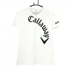 【美品】キャロウェイ 半袖ハイネックシャツ 白×黒 ロゴプリント レディース LL ゴルフウェア Callaway