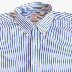 【XL】Brooks Brothers（ブルックスブラザーズ）ポロカラーBD(ボタンダウン)シャツ ストライプ / Non-Iron / American Supima Cotton 100% ポケット付 メンズXL相当