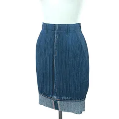 PLEATS PLEASE プリーツプリーズ プリーツスカート サイズ:3 デニム転写プリント/ミニスカート PP02-JG702   ブルー レディース / 241019001195のサムネイル