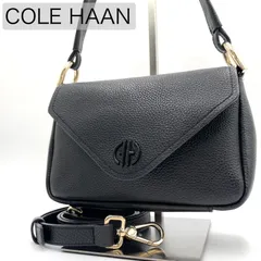 極美品✨COLE HAAN コールハーン　バルタン　2way ショルダーバッグ　ハンドバッグ　レザー　シボ革　ゴールド金具　メタルロゴ　ブラック　黒