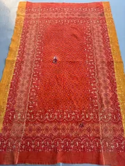 G036  グドゥリー  ヴィンテージ カンタ刺繍 オレンジ　ボロ インド ビンテージ BORO  ブロックプリント アジャラク アジュラク