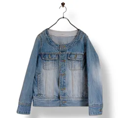 SIMPLICITE シンプリシテェ デニムジャケット Gジャン ノーカラー ジャケット 羽織り 無地 ブルー 38 M相当 レディース カジュアル シンプル 定番 春 秋 ショート丈 コンパクト デニム アウター ライトアウター きれいめ 大人女子 着回し