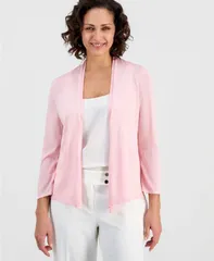 カスパール レディース アウター ニット・セーター カーディガン 長袖 Kasper Womens LongSleeve OpenFront Cardigan Tutu Pink ピンク