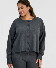 バースリー レディース アウター ニット・セーター プラスサイズ カーディガン 長袖 Bar III Trendy Plusize ButtonFront LongSleeve Cardigan City Grey グレー