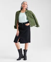 スタイルアンドコー レディース ボトムスカート ミディ デニム Style Co Womens Denim Slit Midi Skirt Deep Black ブラック