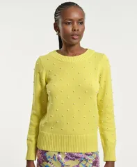 イザックミズラヒ レディース アウター ニット・セーター クルーネック Isaac Mizrahi Womens Beaded Crew Neck Sweater Lime ライムのサムネイル