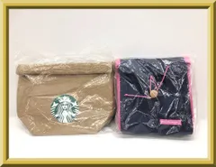 【未使用】保管品 STARBUCKS スターバックス スタバ TO GO ランチバッグ ネイビー＆ピンク コーデュロイ / 2021福袋 ジュートランチバッグ 保冷バッグ ランチバッグ 2点おまとめ お弁当用品 ミニバッグ キッチン用品 キッチン雑貨