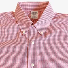 【16 1/2-35】Brooks Brothers（ブルックスブラザーズ）ポロカラーBD（ボタンダウン）シャツ チェック / Regent Fit / Non-Iron / American Supima Cotton 100% ポケット付 メンズL相当