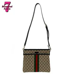 【中古】GUCCI グッチ GGキャンバス ショルダーバッグ 388926 ベージュ ブラウン シェリーライン モノグラム スクエア メンズ レディース ユニセックス