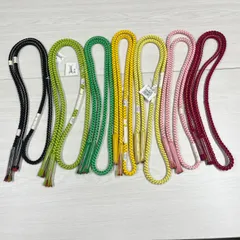 【未使用品】7本セット　帯締め　組紐　くみひも　丸組　正絹　絹100％　フォーマル　金ライン　（丸11）