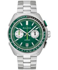 [Free Shipping] Bulova Men's Watch Accessory Mens Racing Racer SilverTone Stainless Steel Bracelet Watch 42mm Silverton