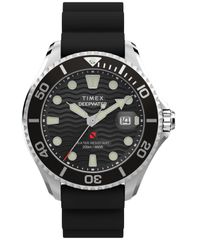 [Free Shipping] Timex Men's Quartz Analog Black Rubber Watch 44mm Black