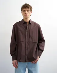 トップマン メンズ トップス シャツ オーバーサイズフィット Topman oversized fit poplin shirt BROWN ブラウンのサムネイル