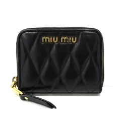 【三重本店】 中古 Miu Miu | ミュウ ミュウ コインケース ソフトカーフバイカー キルティング 5MM268 ブラック 【125】