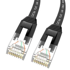 GSPOWER フラットLANケーブル CAT6e 50m ブラック RJ45コネクタ 高速イーサネット 250MHz対応 最大1Gbps PlayStation テレビ ルーター Xbox プリンター対応 柔軟 耐久設計 ドア下OK 工場直販 ツメ折れ防止 